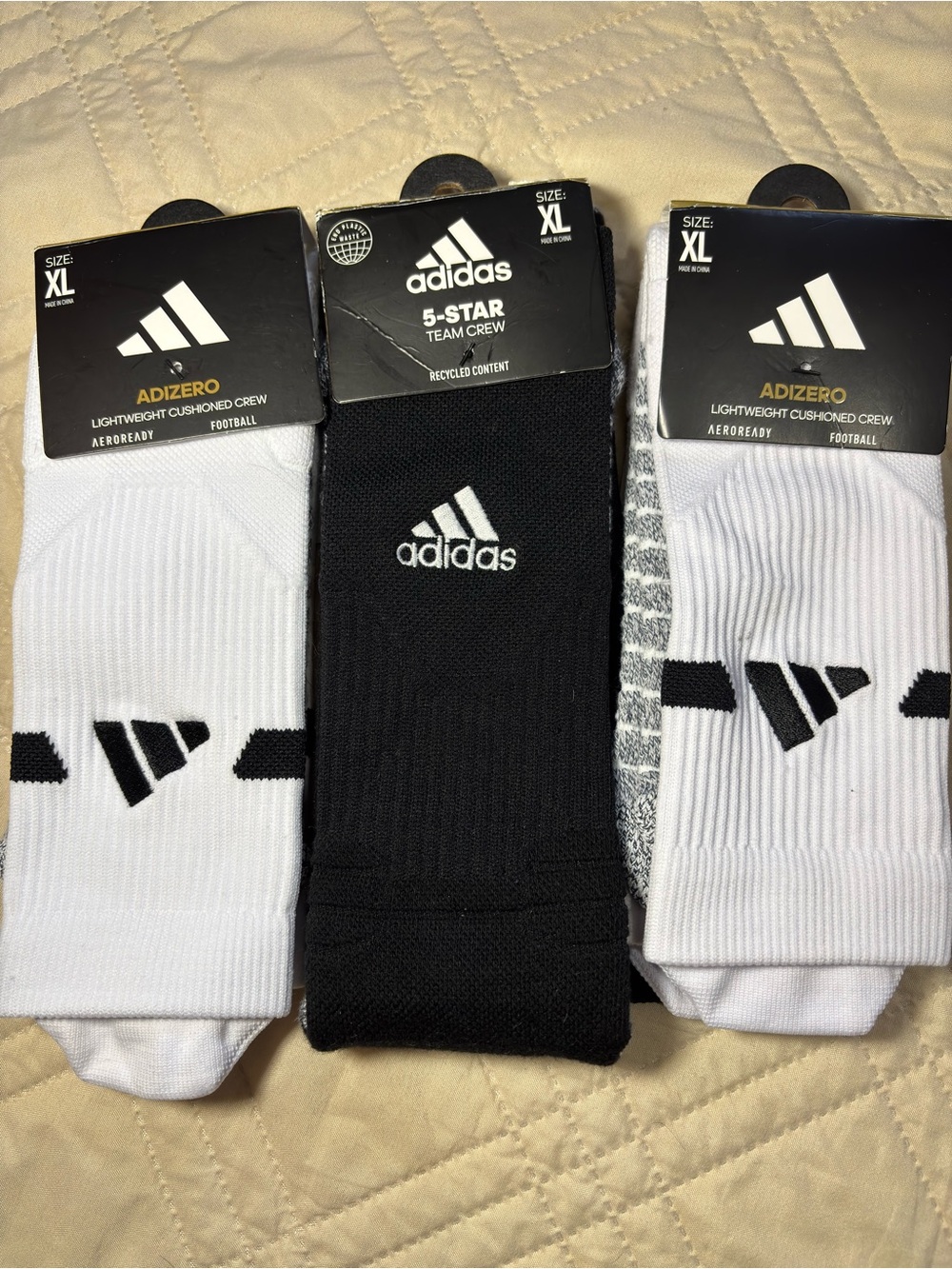 Adidas Crew Sock Bundle- Black & White, XL